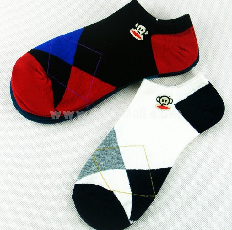 Free Shipping Classic Diamond Pattern Summer Men's Invisible Soild Color Boat Socks 10 Pairs/Lot One Color