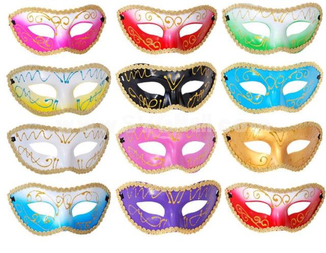 10pcs Halloween/Custume Party Mask Male Mask with Gold Dust Half Face