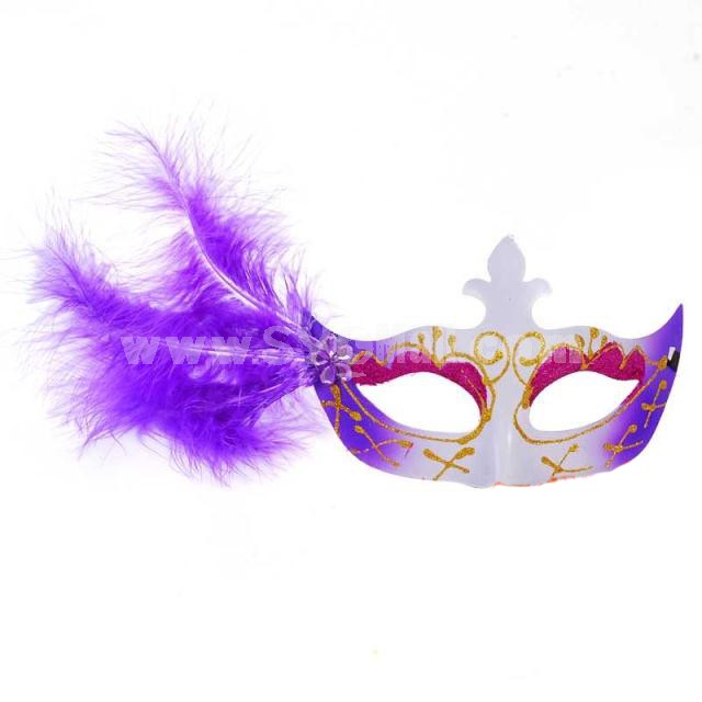 4pcs Halloween/Custume Party Mask Side Feather Mask Half Face