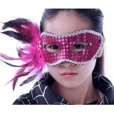 Wholesale - Halloween/Custume Party Mask Decorated with Feather and Sequins Half Face
