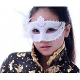 Wholesale - 2pcs Halloween/Custume Party Mask White Feather Mask 22g Half Face