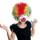 Wholesale - Halloween/Christmas Masquerade Mask Custume Mask - Plastic Simple Clown Mask with Afro-look Wig