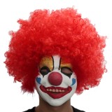 Wholesale - Halloween/Christmas Masquerade Mask Custume Mask - Latex Clown Mask with Red Afro-look Wig