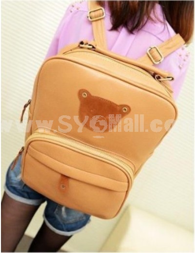 Korean Cute Bear Pattern PU Backpack