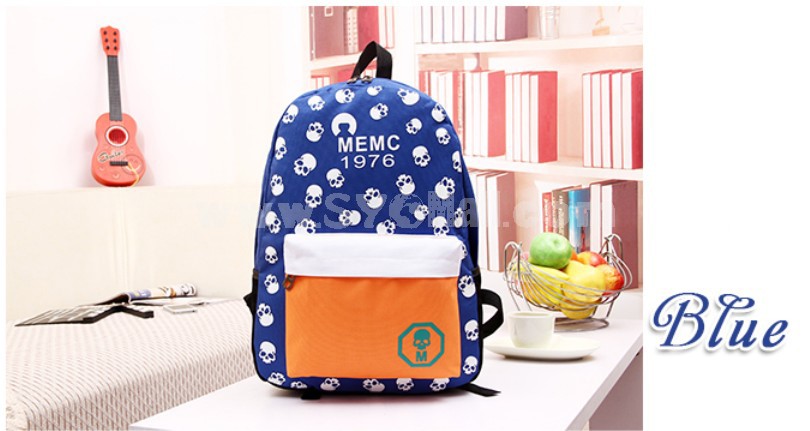 Fashion Skull Painted Candy Color Backpack Schoolbag