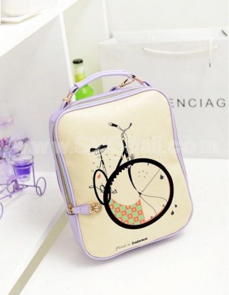 Sweety Miss Puff/Cartoon Bike PU Backpack