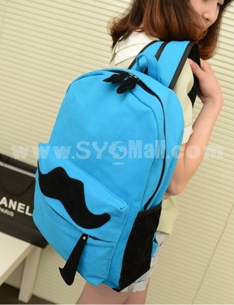 Most Popular Moustache Pattern Candy Color Backpack Schoolbag