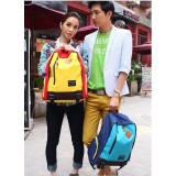 Wholesale - Preppy Style Color Contrast Canvas Backpack Schoolbag Couple Bag