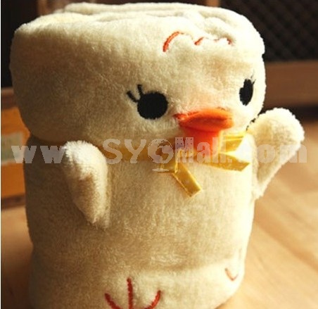 Cute Cartoon Chicken Pola Fleece Air-condition Blanket Cushion