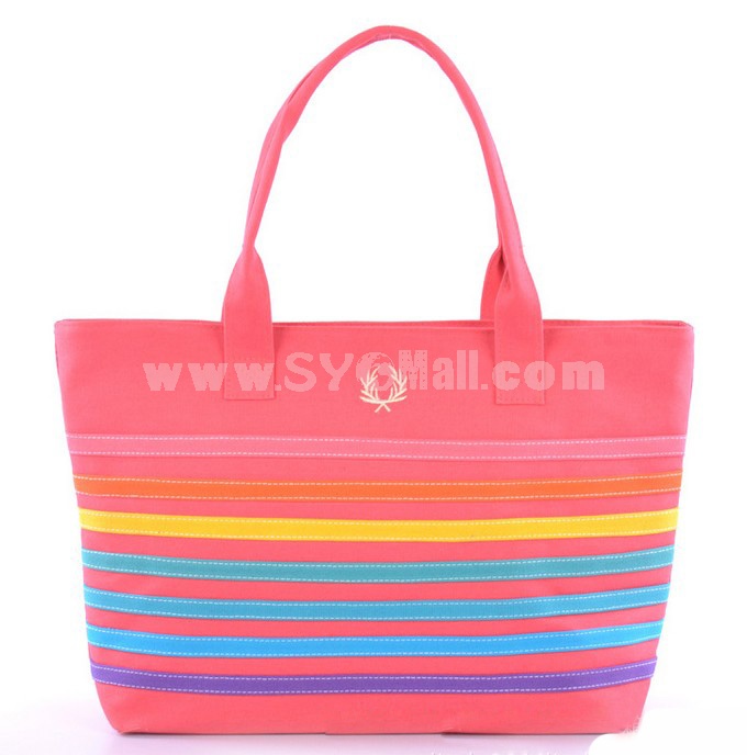 Stylish Charming Canvas Color Stripe Casual Bag DL085