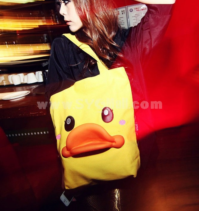 Stylish Charming Duckbill Pattern Yellow Canvas Casual Shoulder Bag DL372