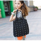 Wholesale - Stylish Charming Rivet Black Canvas Casual Shoulder Bag DL306