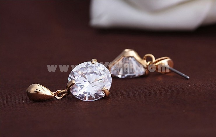 Exquisite Shiny Zircon Pattern 18K Gold Plating Drop Earring