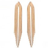 Wholesale - Women's Exquisite Long Pattern Tassels Elegant 18K Gold Plating Drop Earring