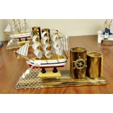 Wholesale - Decorative Mediterranean Style Wooden Sailing Model for Desk