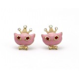 Wholesale - Exquisite Cute Crown Fox Bowknot 18K Gold Plating Ear Stud