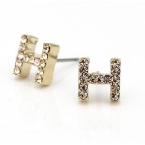 Wholesale - Exquisite Stylish Letter with Rhinestone 18K Gold Plating Ear Stud