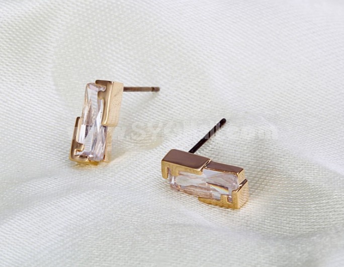 Exquisite Simple 18K Gold Plating Zircon Pattern Ear Stud