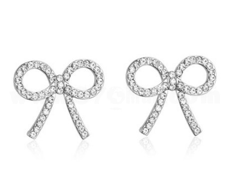 Exquisite Bowknot Diamond Gold Plating Ear Stud