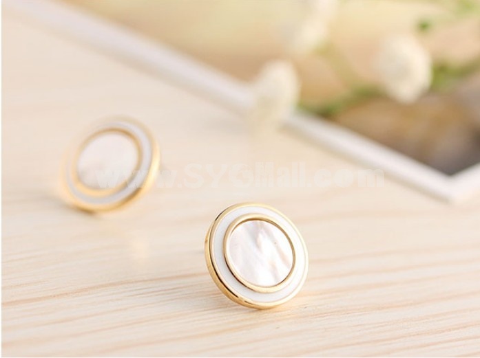Exquisite OL Pattern Candy Color Gold Plating Ear Stud