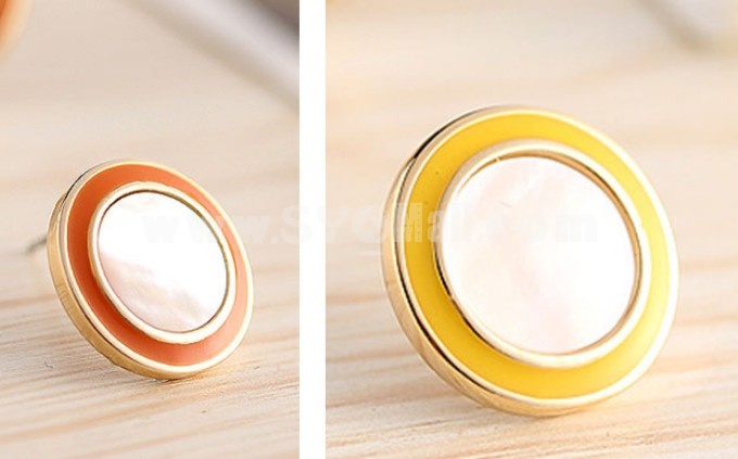 Exquisite OL Pattern Candy Color Gold Plating Ear Stud