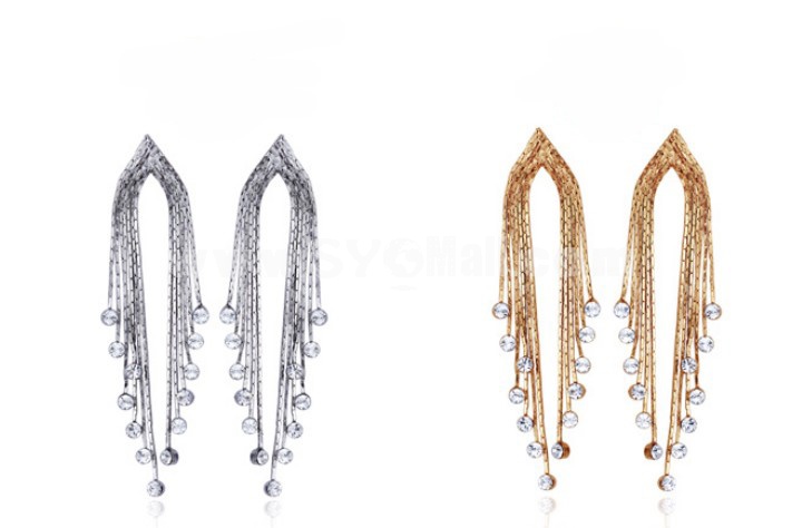 Exquisite Classic Retro Tassels with Rhinestone 18K Gold Plating Drop Earring