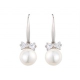 Wholesale - Exquisite Long Pattern Bow Pearl 18K Gold Plating Drop Earring