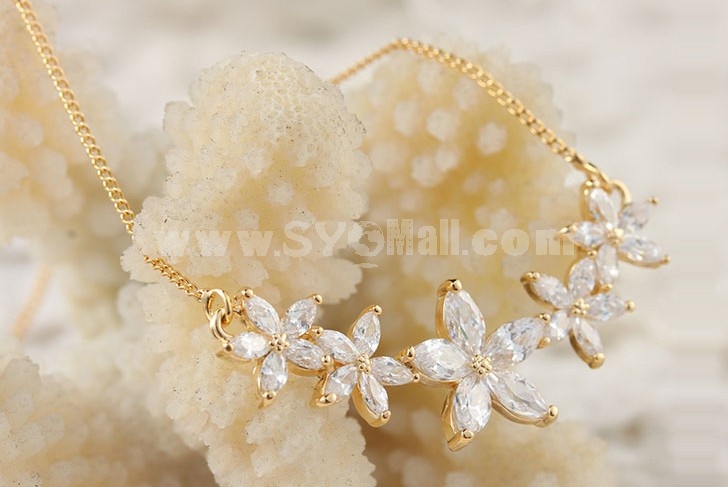 Women's Exquisite Elegant Zircon Flora  18K Gold Plating Choker