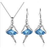 Wholesale - Swarovski Element Cute Girl Crystal Jewelry Set(One Necklace & A Pair of Earrings)
