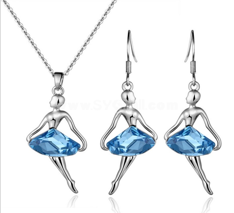Swarovski Element Cute Girl Crystal Jewelry Set(One Necklace & A Pair of Earrings)