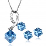 Wholesale - Swarovski Element Square Crystal Pattern Jewelry Set(One Necklace & A Pair of Earrings)