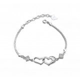 Wholesale - Classic Simple Hearts Rhinestone Pattern 925 Sterling Silver Bracelets