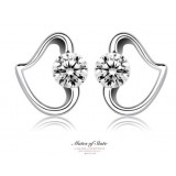Wholesale - Classic Simple Heart Set Rhinestone 925 Sterling Silver Stud Earring