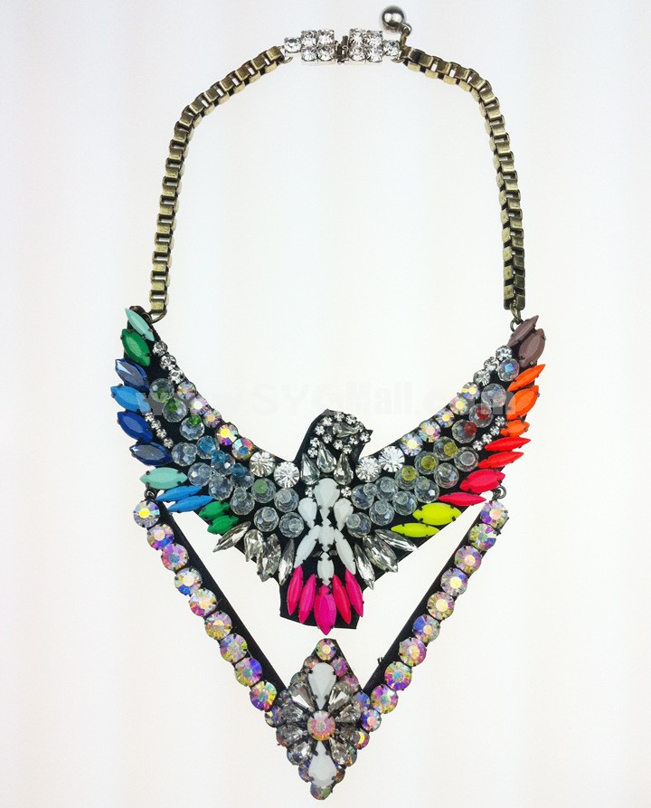 Exaggerate Luxurious Shiny Color Eagle Pattern Alloy with Resin/Rhinestone Women Necklace Choker