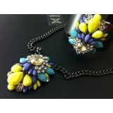 Wholesale - Exaggerate Luxurious Shiny Color Alloy with Resin/Rhinestone Women Jewelry Set (Choker and Bangle)