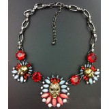 Wholesale - Exaggerate Luxurious Shiny Color Skull Pendant Chunky Alloy with Resin/Rhinestone Women Necklace Choker