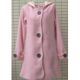 Wholesale - W308 Korean Style Solid Color Hooded Long Coat Warm Overcoat