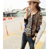 Wholesale - W313 All-match Leopard Print Slim Short Coat Jacket