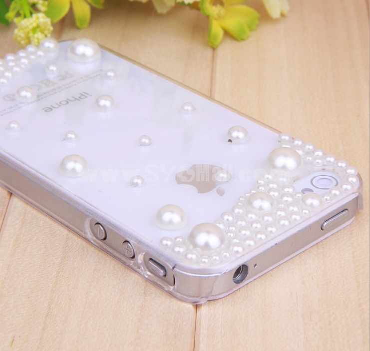 Pearl Pattern Rhinestone Phone Case Back Cover for iPhone4/4S F0008