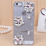 Wholesale - Waterdrop Flower Pattern Rhinestone Phone Case Back Cover for iPhone4/4S iPhone5