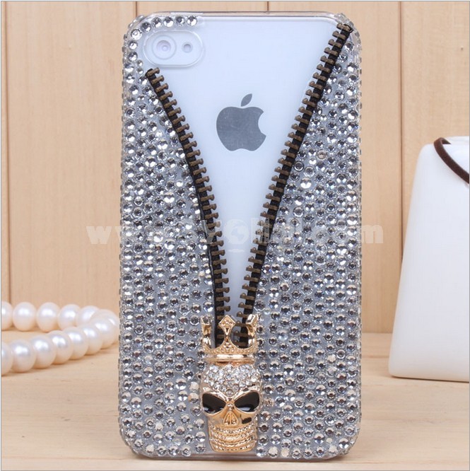 Zopper & Skull Rhinestone Phone Case Back Cover for iPhone4/4S iPhone5