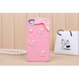 Wholesale - Bowknot with Pearl Pattern Rhinestone Phone Case Back Cover for iPhone4/4S iPhone5