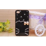 Wholesale - Kitten Face & Bowknot Pattern Rhinestone Phone Case Back Cover for iPhone4/4S iPhone5 F0019