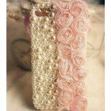 Wholesale - Half Lace & Half Pearl Pattern Rhinestone Phone Case Back Cover for iPhone4/4S iPhone5