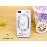 Wholesale - Rectangular & Flower Pattern Rhinestone Phone Case Back Cover for iPhone4/4S iPhone5