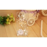 Wholesale - Pearl with Metal Petals Pattern Rhinestone Phone Case Back Cover for iPhone5 F0012