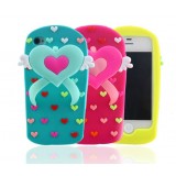 Wholesale - Lovely Heart Pattern Slipper Silicone Case for iPhone5