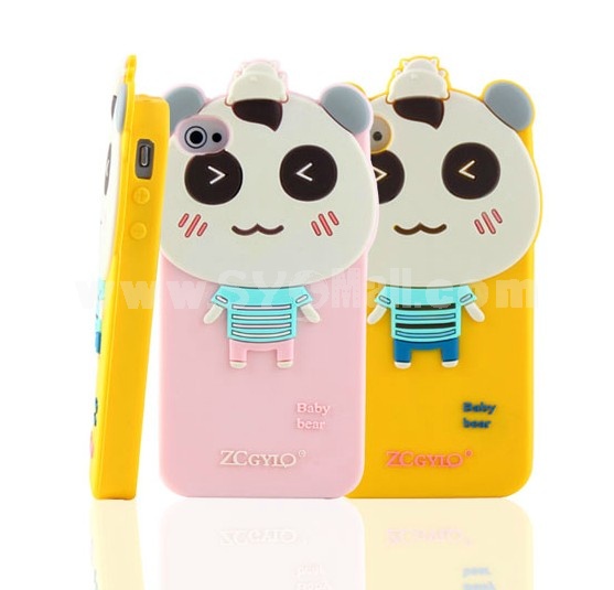 Cartoon Cute Bear Pattern Silicone Case for iPhone4/4s