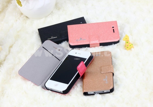 Imitation Leather Pattern Case with Case Slot for iPhone4/4s