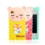 Wholesale - Lovely Heart Pattern Bear Silicone Case for iPhone4/4s